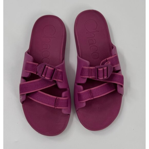 Chaco Kids Chillos Outskirt Fuchsia Slide Sandals K5 Durable Rubber Sole Casual - Picture 3 of 10